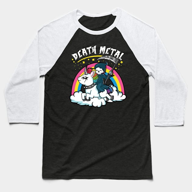 Death Metal Unicorn I Satanic Goth graphic Baseball T-Shirt by biNutz